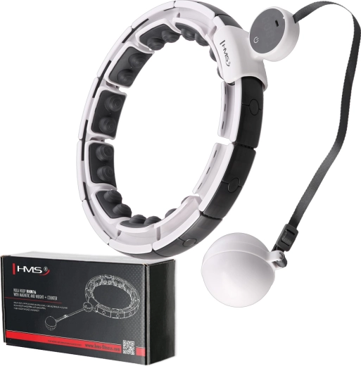Massage hula hoop met gewicht, magneten en teller HMS HHM16 wit