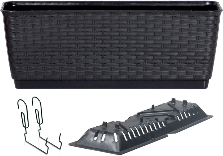 Ratolla 40 cm balcony self-watering planter with hooks, anthracite