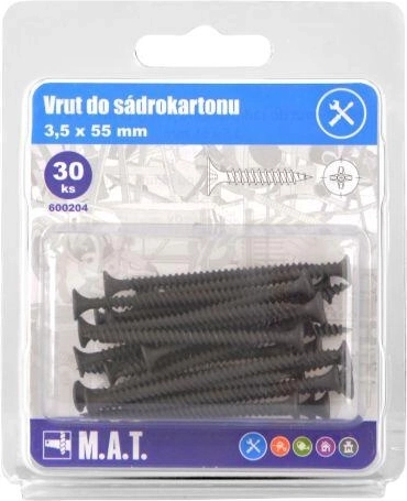 Drywall screw 3.5 × 55 mm with fine thread, phosphated (30 pcs)