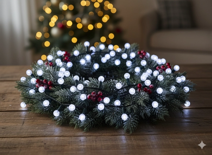 LED Christmas light string Cherry Ball 200 LED cool white 19 m