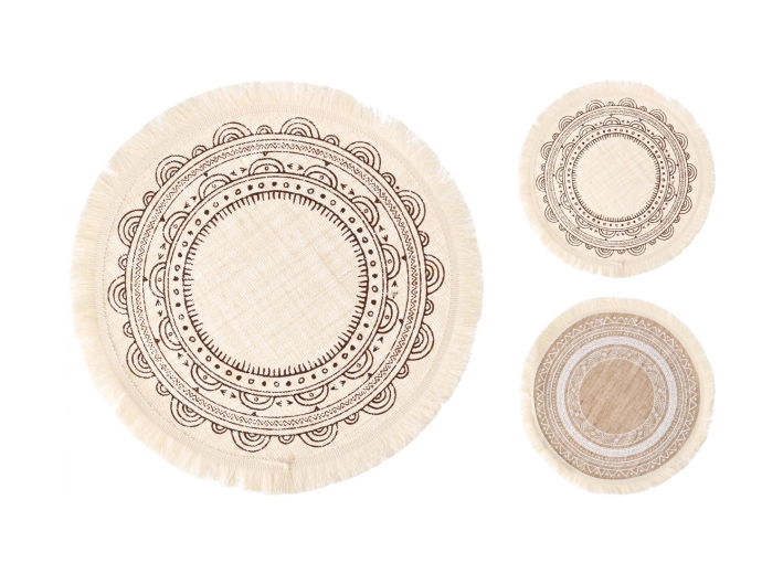 Round jute placemat white 38 cm