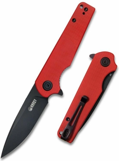 Kubey Wolverine KU233E couteau de poche 7,4 cm, dark stonewash, G10 rouge