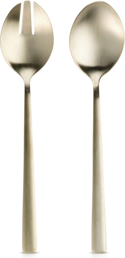 Cuillères de service à salade en acier inoxydable doré 25 cm, lot de 2 pièces