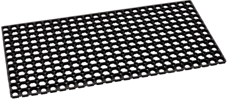 Paillasson d’entrée en caoutchouc nid d’abeille 50 × 100 cm, noir