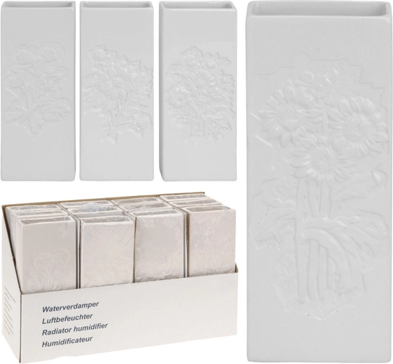 Évaporateur céramique pour radiateur avec relief floral, blanc