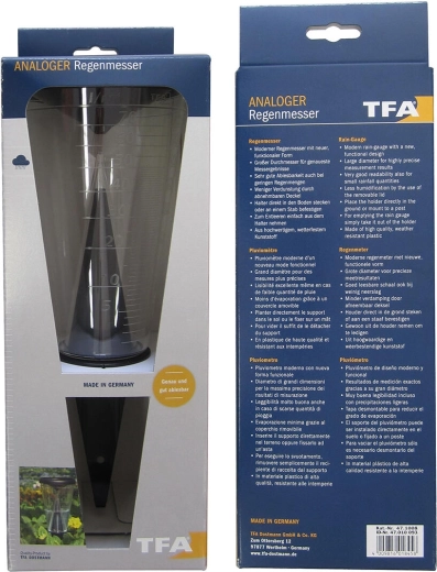 Kunststof regenmeter 12,2 × 30,5 cm met houder