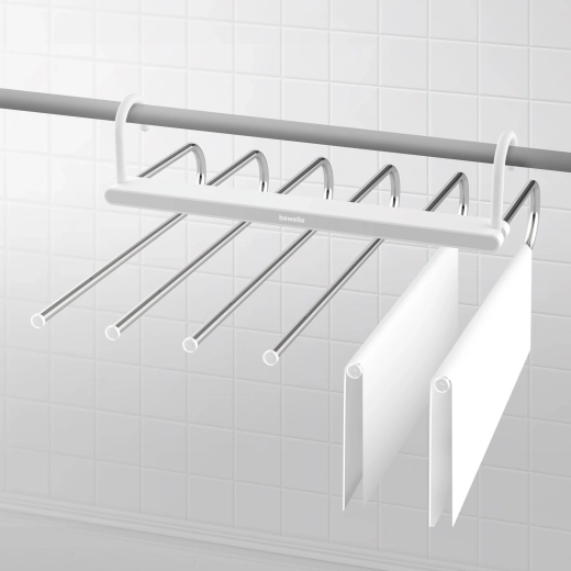 Hanging trouser rack and towel dryer with 6 arms