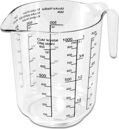 1 L Measuring Cup with Print, Transparent Plastic