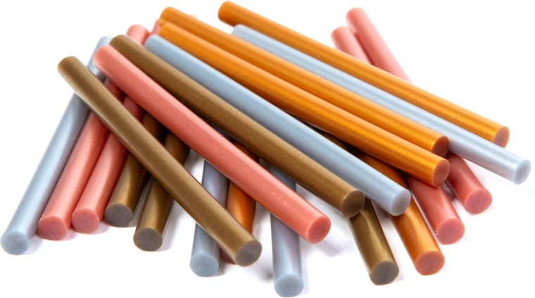 Bâtonnets de colle thermofusible métallisés pour pistolet à colle 7 × 100 mm, 20 pièces