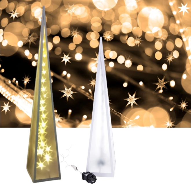 Piramide met draaiende LED-sterren 12*12*45cm