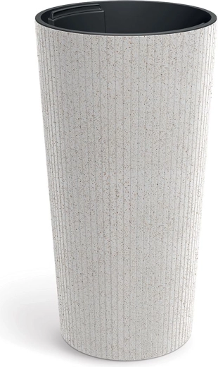 Cache-pot Lamia Slim Eco Wood 30 cm – blanc