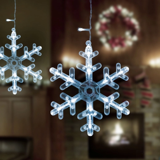 LED-lichtgordijn met sneeuwvlokken 3 × 0,75 m, 224 koudwitte leds