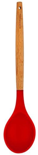 Servierlöffel Kitchisimo, rot, Silikon und Holz