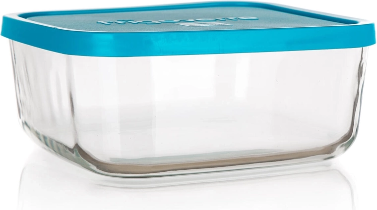 FRIGOVERRE 1 L Glass Food Container with Blue Lid