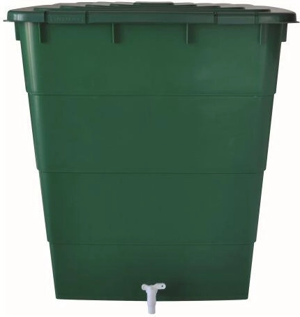 Plastic rainwater barrel 200 L square with tap and lid