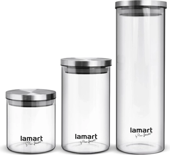 Lamart set van 3 ronde voorraadpotten Peut