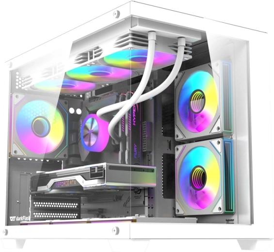 DarkFlash B275 Pro white PC case with 6 fans