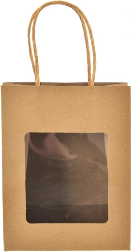 Sac cadeau en papier nature avec fenêtre 14 × 7 × 18 cm