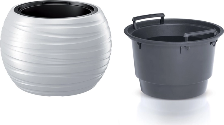 Cache-pot Maze rond avec insert 43,6 cm blanc