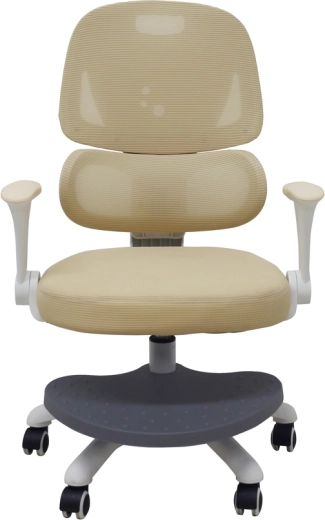 Ergonomischer drehbarer Kinderschreibtischstuhl mit Fußstütze, beige