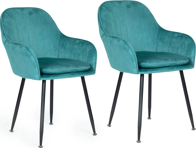 ModernHome upholstered velvet chair for dining room and living room, turquoise (set of 2 pcs)