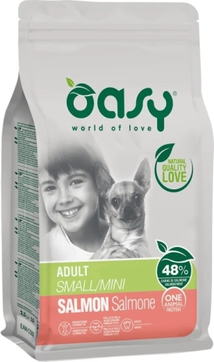 Oasy kibble for adult small and mini breed dogs – salmon 2.5 kg