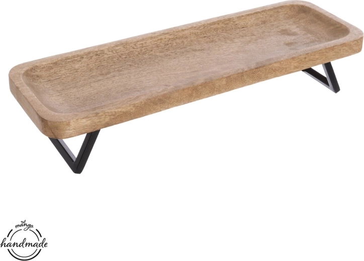 Plateau Mango en bois et métal 46 × 16 cm
