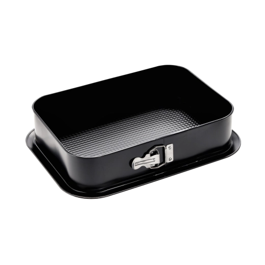 Rechteckige Springform 34 × 24 cm, schwarz, mit abnehmbarem Rand