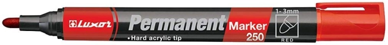 Permanent Marker LUXOR 250, round tip 2–3 mm, red