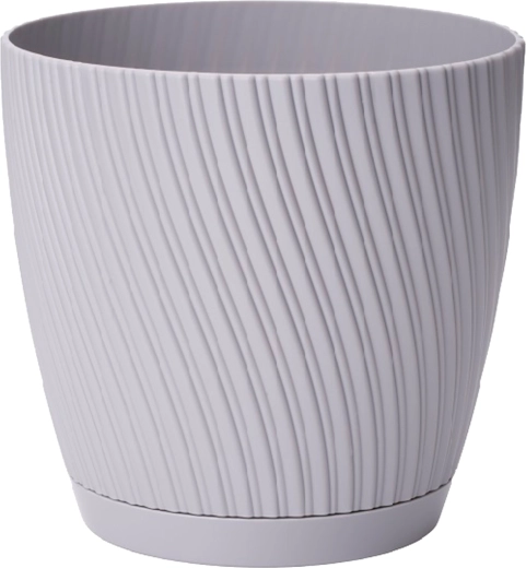 Cache-pot MIKA ECO Recycled avec soucoupe 23 cm platine