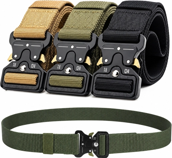 Tactische nylonriem met snelontgrendelbare gesp 120 × 3,8 cm – groen