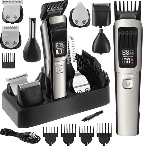 Multifunctionele trimmer en scheerset SOULIMA 8-in-1 met USB‑C en display