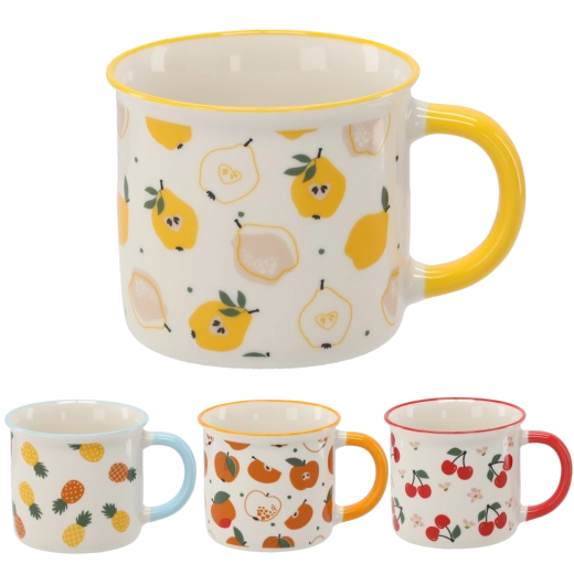 Porcelain mug with fruit motifs 355 ml