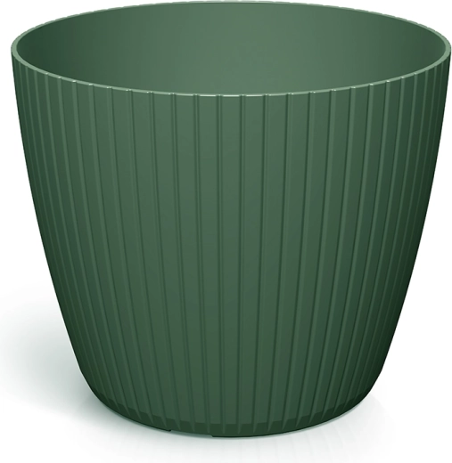 Lamia Flower Pot 15.8 cm Dark Green – Plastic Ribbed Planter Cover