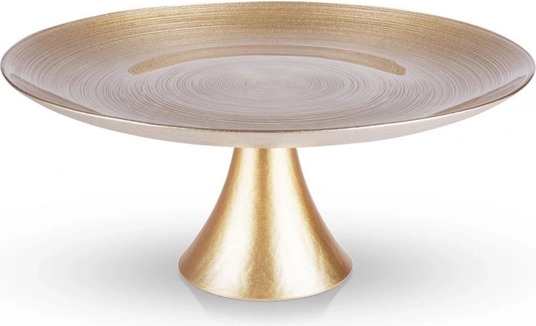 Présentoir à gâteau en verre doré sur pied 28 cm