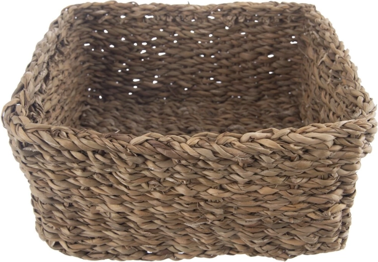 Grand panier de rangement en jonc de mer beige
