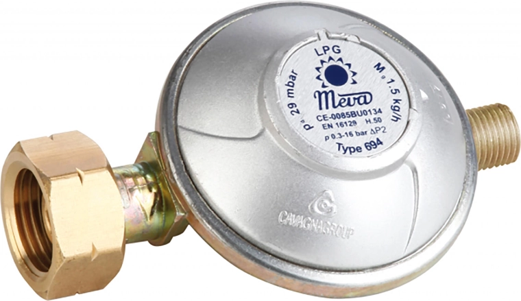Gas pressure regulator 50 mbar G 1/4"L for LPG cylinders