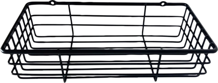 Rechteckiges Wandregal aus schwarzem Draht 25 × 12 × 6 cm
