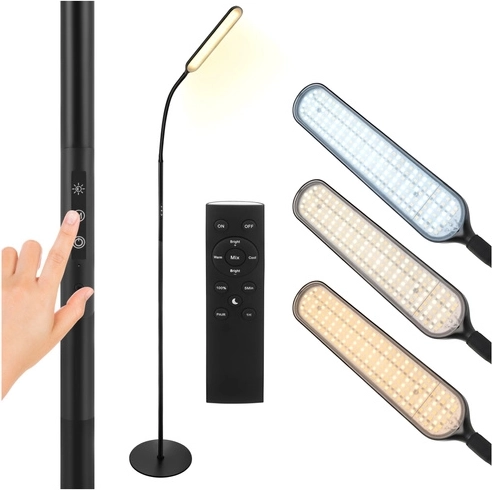 Staande LED-lamp 180 cm zwart met afstandsbediening en timer IZOXIS