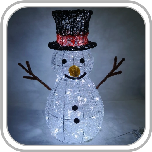 Décoration LED de Noël bonhomme de neige avec lumière blanche froide