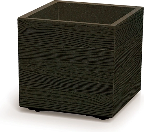 Plastic Planter Madera Square Eco Wood 38.5 × 38.5 × 37 cm, Coffee