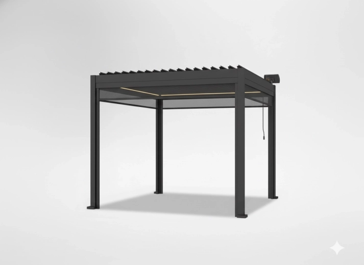 ZIP-rolgordijnen voor aluminium pergola 3 m, handmatig, grijs
