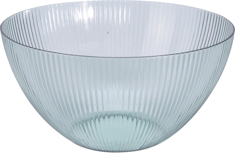 Plastic Bowl with Stripes 25.5 cm, 4 L, Transparent Recycled Glass Look