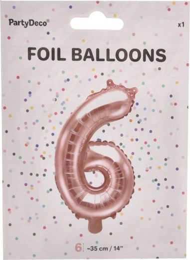 Ballon en aluminium chiffre 6 rose nacré 35 cm