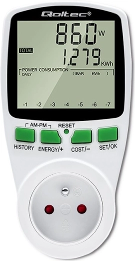 Energy consumption meter with history PM0627, LCD, 16 A / 3680 W