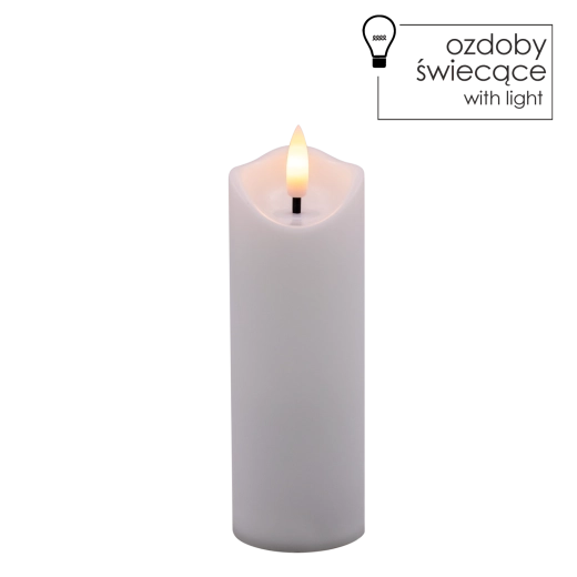 LED Candle White 5 × 15 cm with Flickering Flame