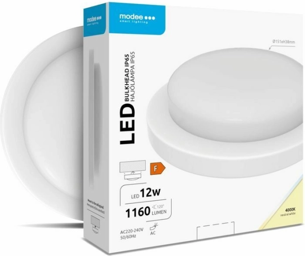 Round wall/ceiling LED luminaire Modee Bulkhead 12 W 4000 K, white