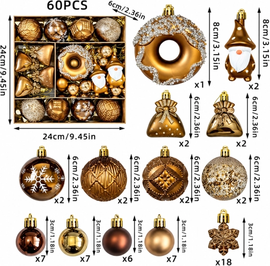 Set of 60 unbreakable Christmas ornaments - 1 piece