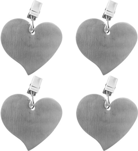 Clips de nappe en acier en forme de cœur, lot de 4 pièces