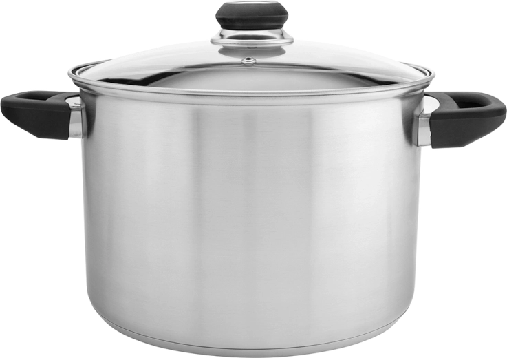Emilio grande marmite haute en acier inoxydable 7 l avec couvercle en verre